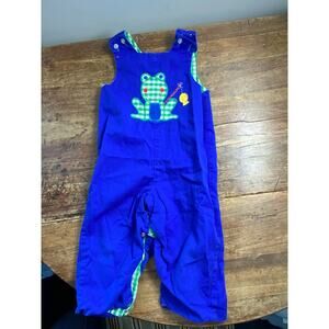 Blue Frog Embroidered Kids Romper